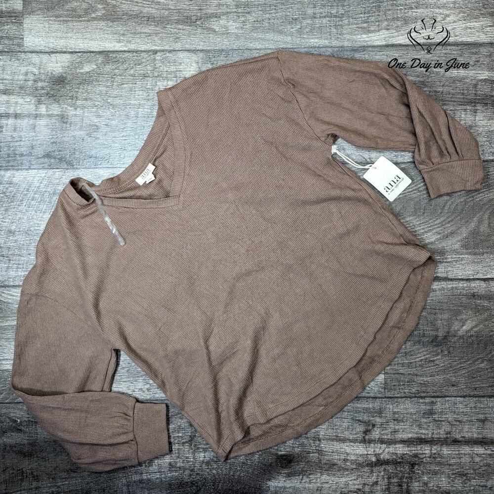 A.n.a Long Sleeve Ribbed V Neck Top Size S
